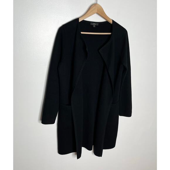 J. Crew Open Front Sweater Blazer Womens XS Black Merino Wool Classic Pockets - Picture 3 of 10
